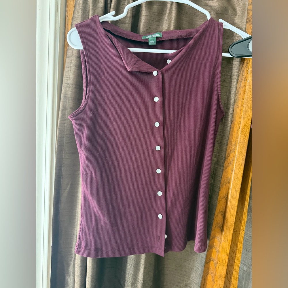 Wild Fable Maroon Ribbed Tank & Snap Button Top Set Size Small Y2K Layering - Picture 2 of 4